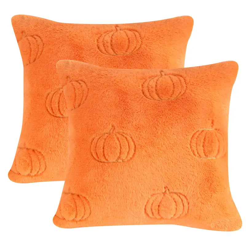 Sequin Pumpkin Embroidered Pillow Cover, Orange - Monogram Market