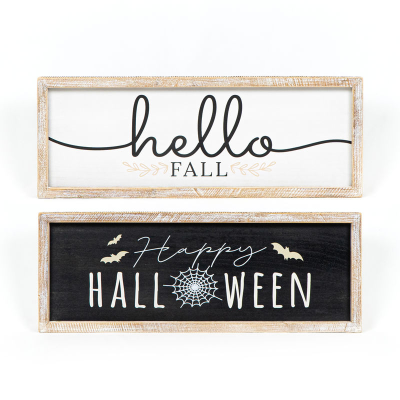 Adams & Co. - Reversible Wood Hello Fall & Happy Halloween Sign, 24" - Monogram Market