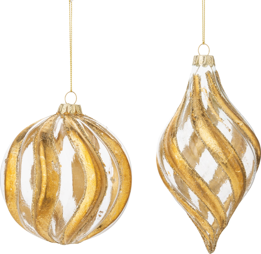 Glass Foil Swirl Ornaments - Gold, 4-5" - Monogram Market