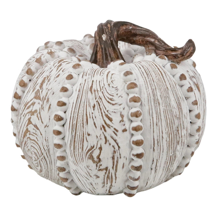 Neutral Beaded Resin Pumpkin, 5.75" - Monogram Market