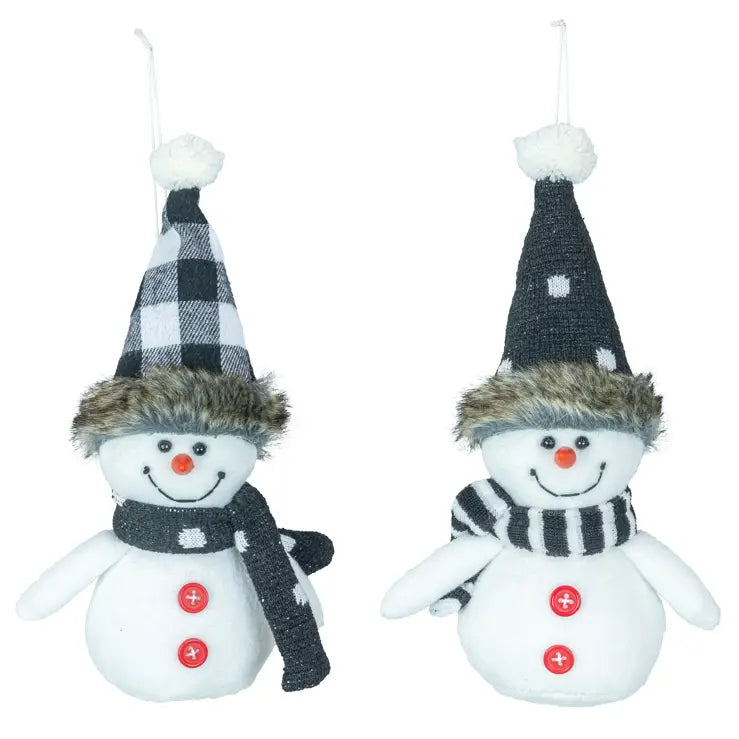 Merry Plaid Snowman Ornaments, 8.5" - Monogram Market