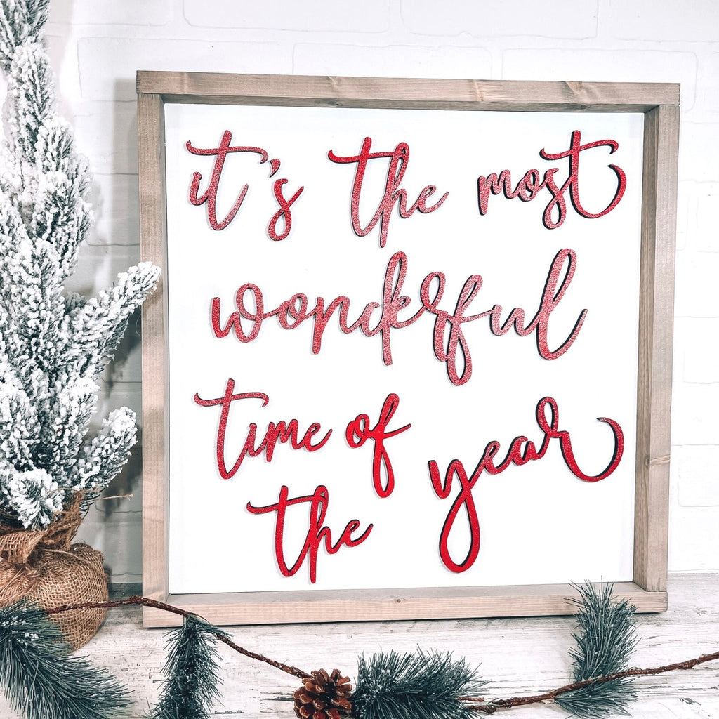 Most Wonderful Time of the Year Wood Sign, 26" - Monogram Market