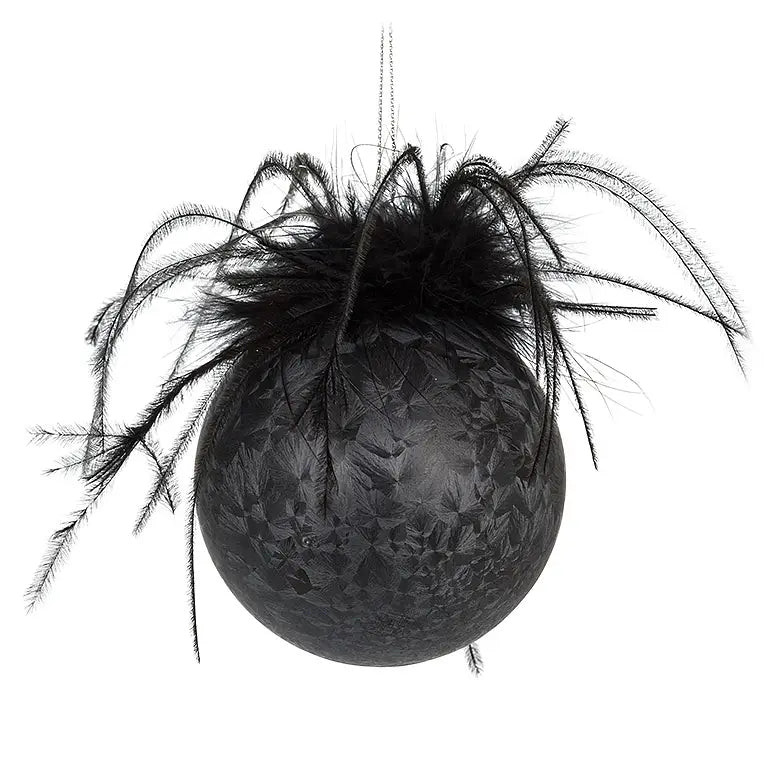 Boa Feather Ball Ornament - Black, 3" - Monogram Market