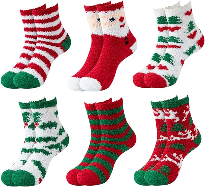 Christmas Prints Fuzzy Socks - Monogram Market