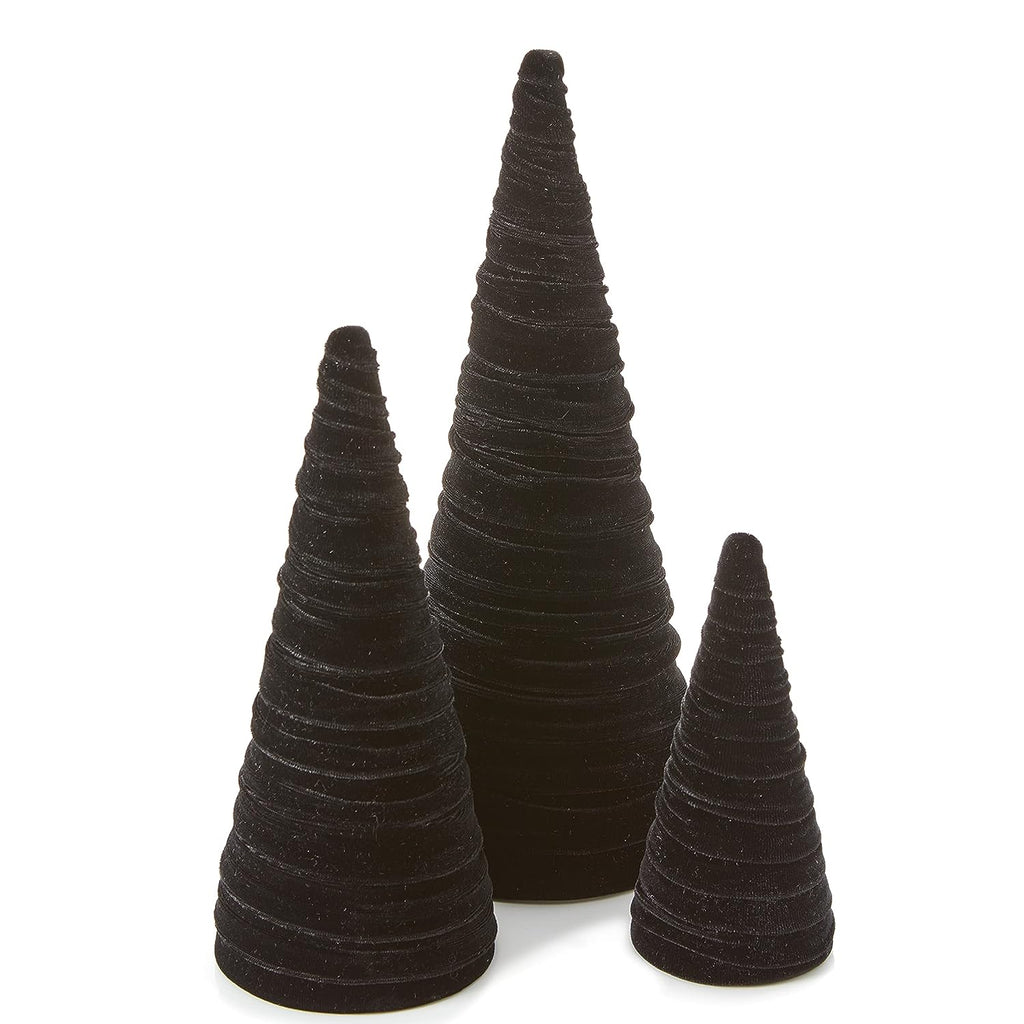 Handmade Velvet Cone Trees, BLACK - Monogram Market