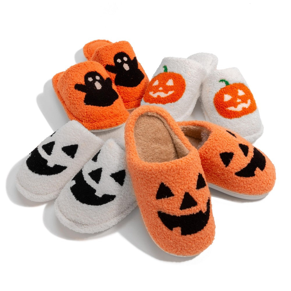Halloween Slippers - Orange Jack-O-Lanterns - Monogram Market