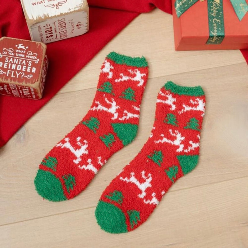 Christmas Prints Fuzzy Socks - Monogram Market