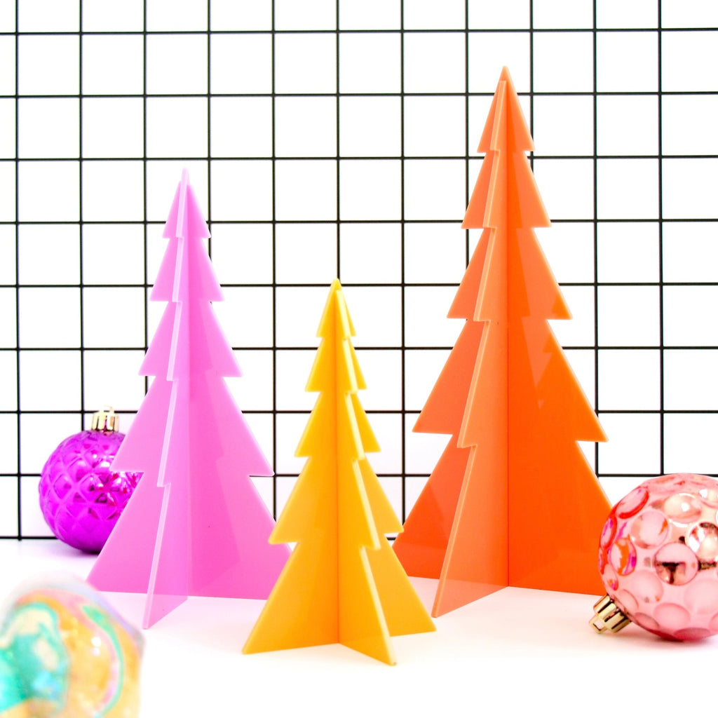 Acrylic Christmas Trees - Orange, Pink & Neon - Monogram Market
