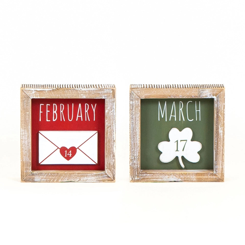 Adams & Co. - Reversible February & March Wood Sign - Monogram Market