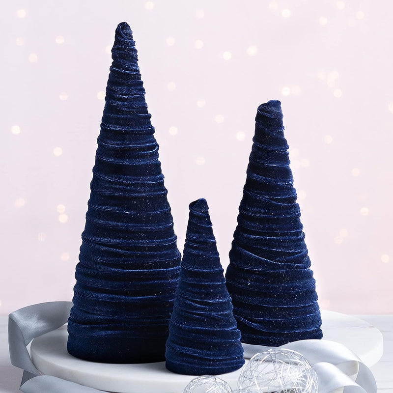 Handmade Velvet Cone Trees, NAVY - Monogram Market