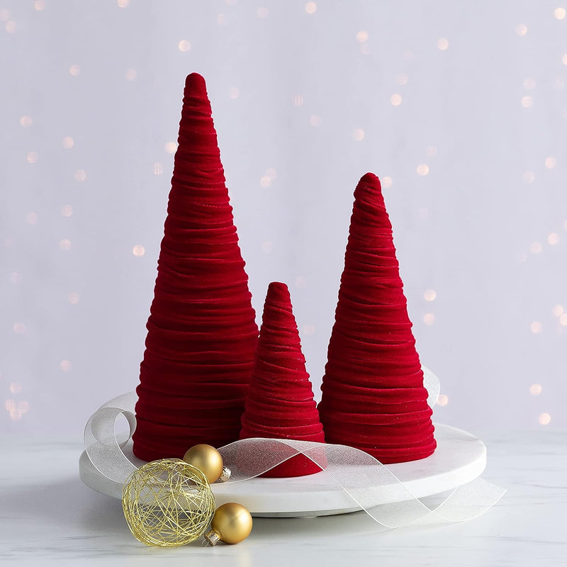 Handmade Velvet Cone Trees, RED - Monogram Market