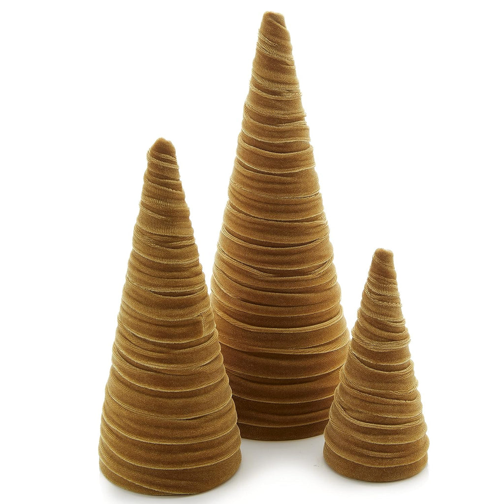 Handmade Velvet Cone Trees, GOLD - Monogram Market