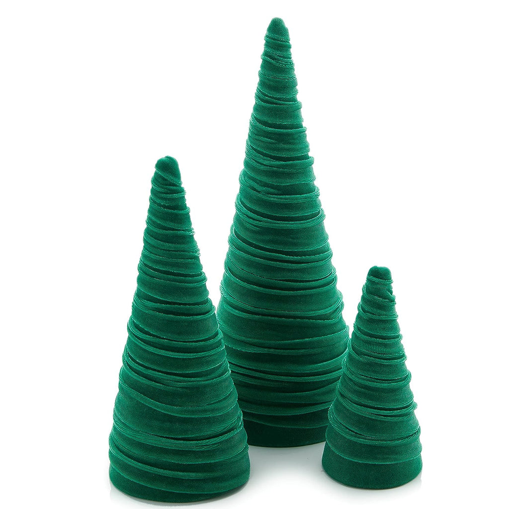 Handmade Velvet Cone Trees, GREEN - Monogram Market