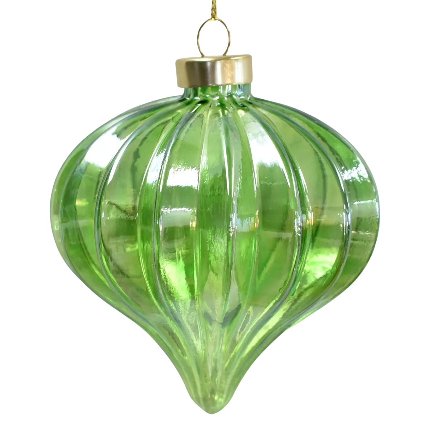 Iridescent Glass Ribbed Onion Finial Ornament