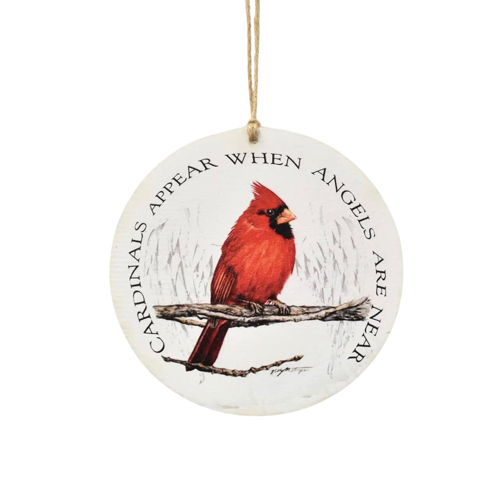 Wooden Cardinal Disc Ornament, 5.75" - Monogram Market