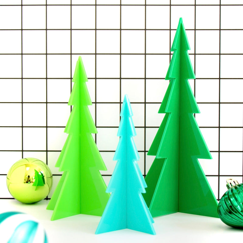 Acrylic Christmas Trees - Aqua, Lime & Green - Monogram Market