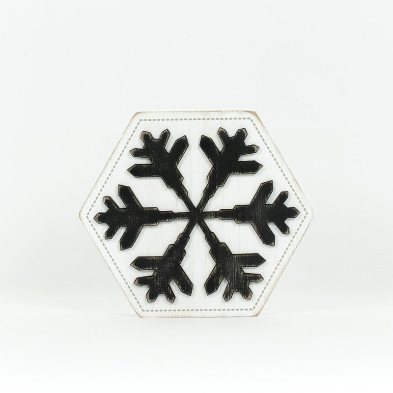 Adams & Co. - Reversible Halloween Spider & Winter Snowflake Wood Block - Monogram Market
