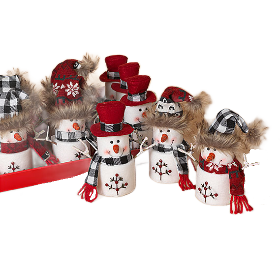 Plush Holiday Marshmallow Snowmen, 9"