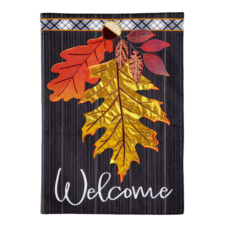 Welcome Autumn Leaves Garden Linen Flag - Monogram Market