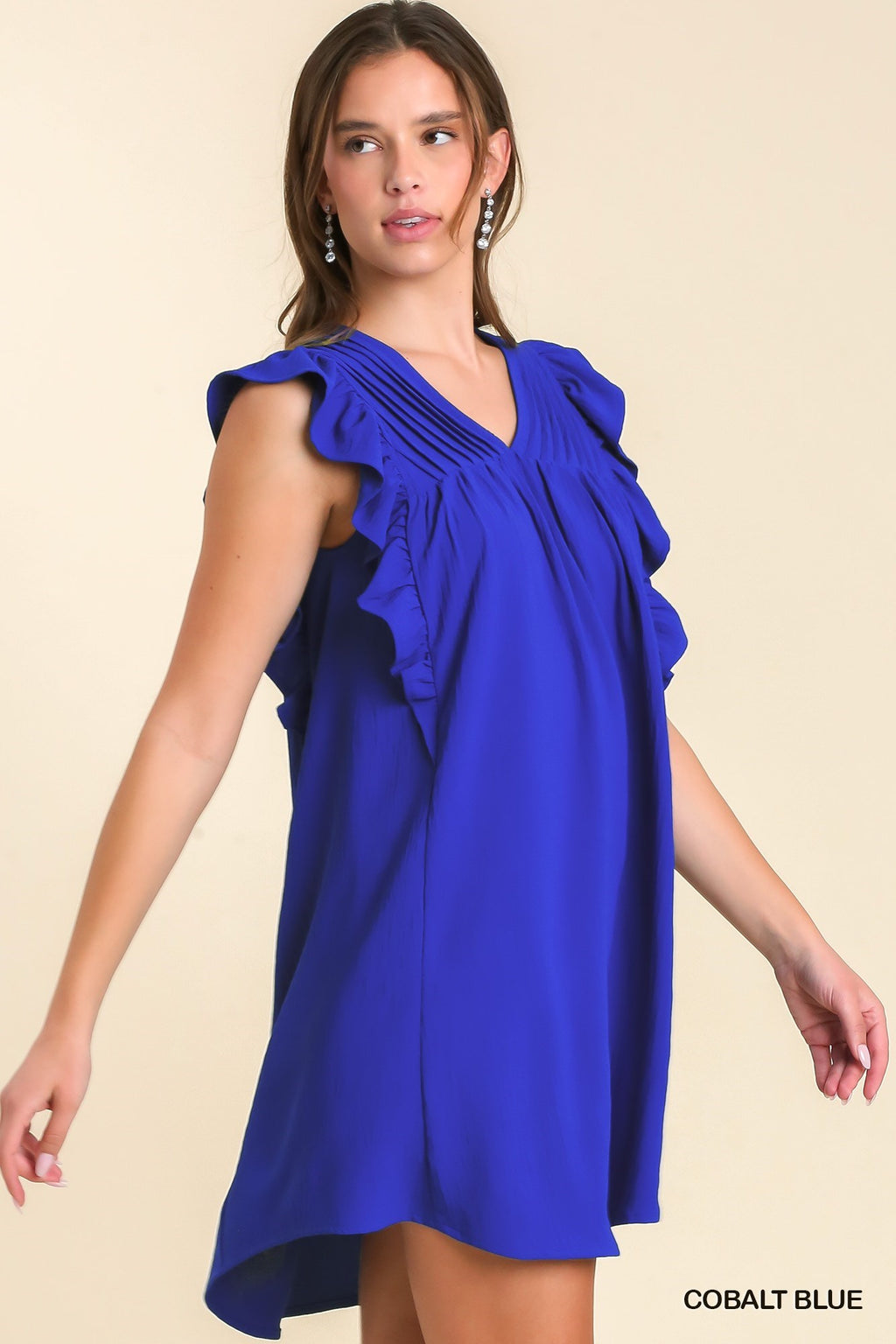 Umgee - Shift Dress with Ruffle Sleeves, Cobalt Blue - Monogram Market