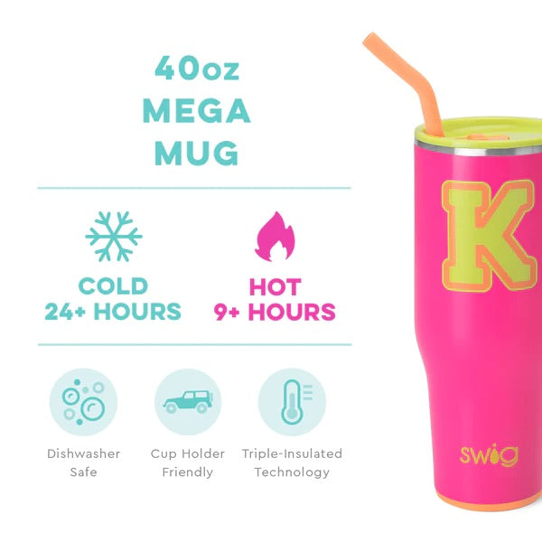 SWIG - 40oz Mega Mug, Tutti Frutti Initial K - Monogram Market