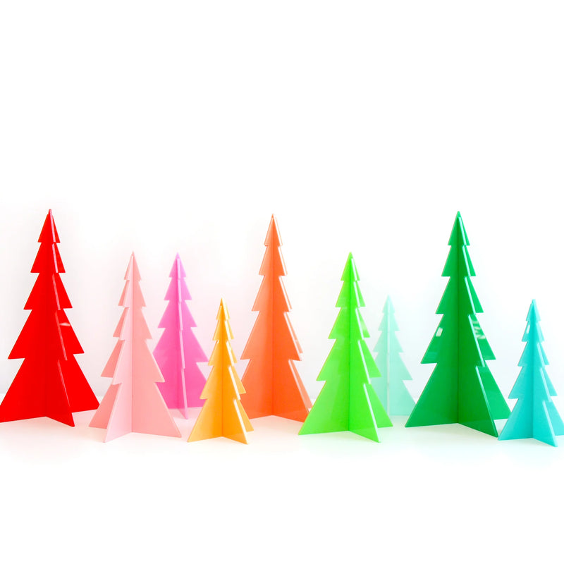 Acrylic Christmas Trees - Red, Light Pink & Mint - Monogram Market