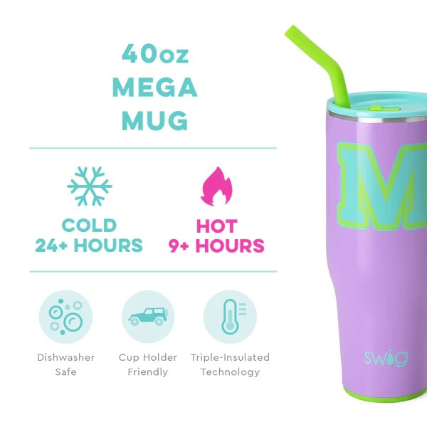 SWIG - 40oz Mega Mug, Ultra Violet Initial M - Monogram Market