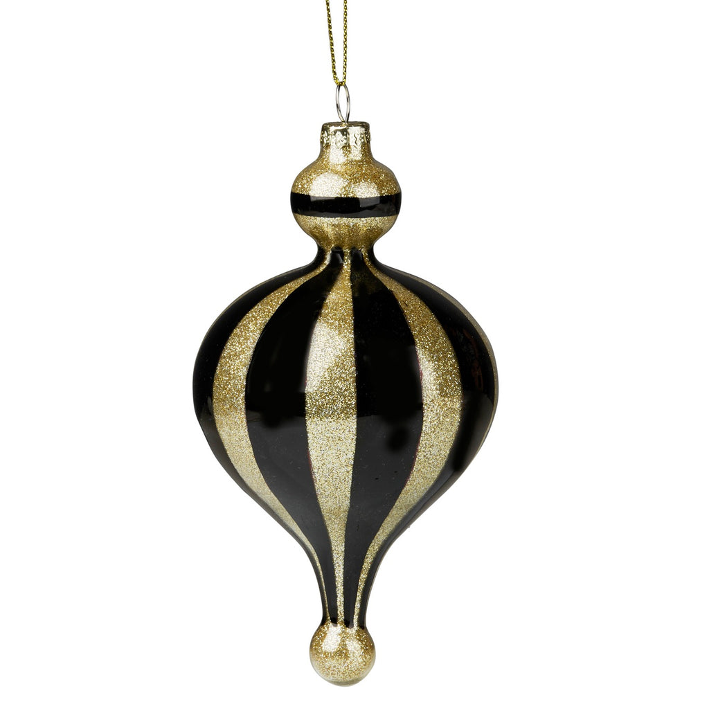 Glass Finial Ornaments - Black & Gold, 7.75" - Monogram Market