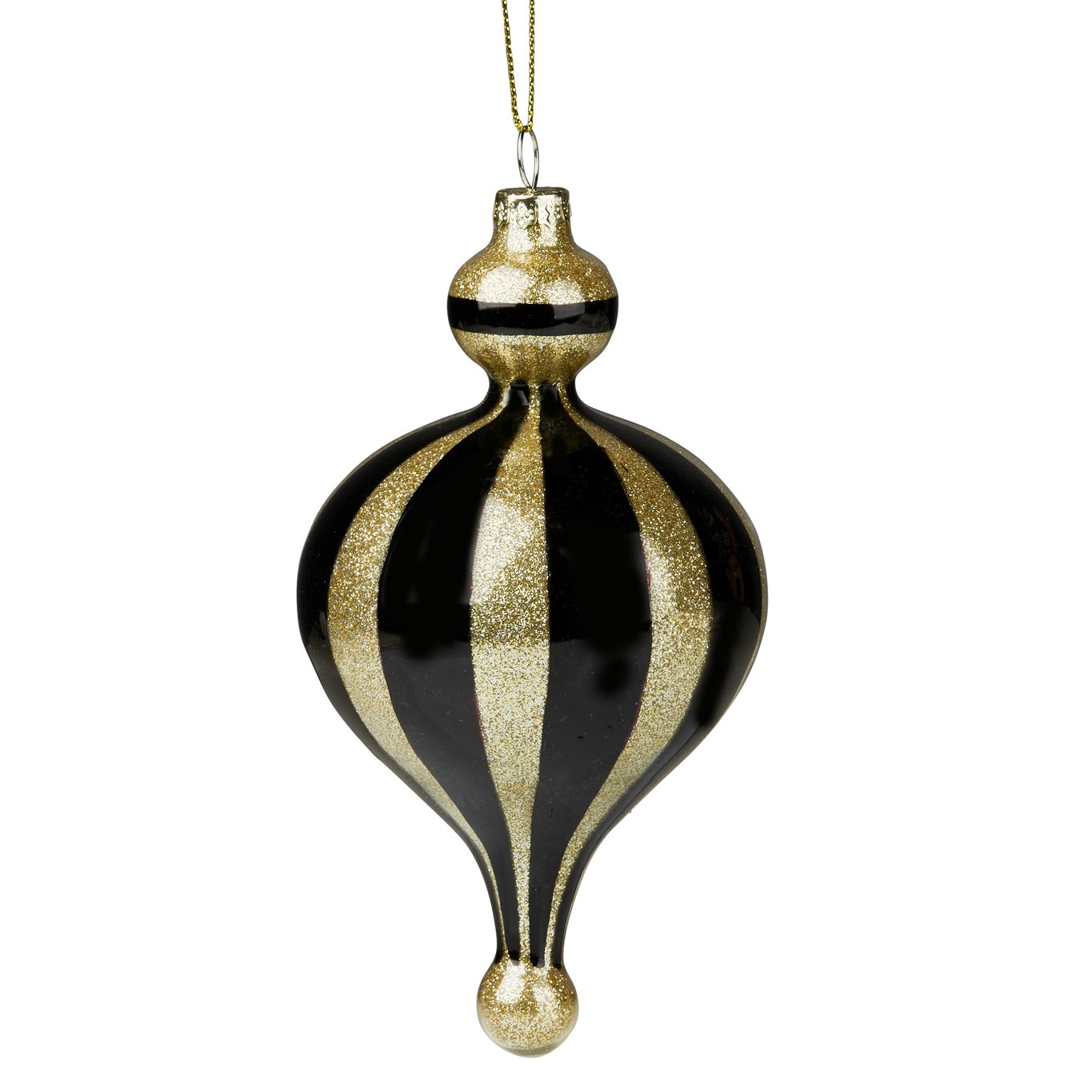 Glass Finial Ornaments - Black & Gold