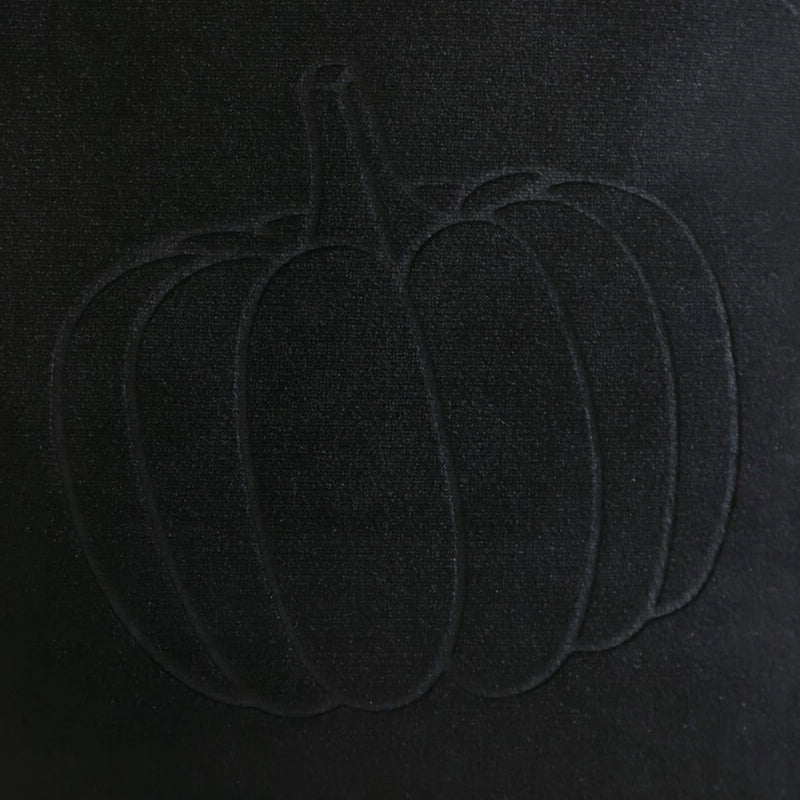 Embossed Velvet Pumpkin Pillow, Black - Monogram Market