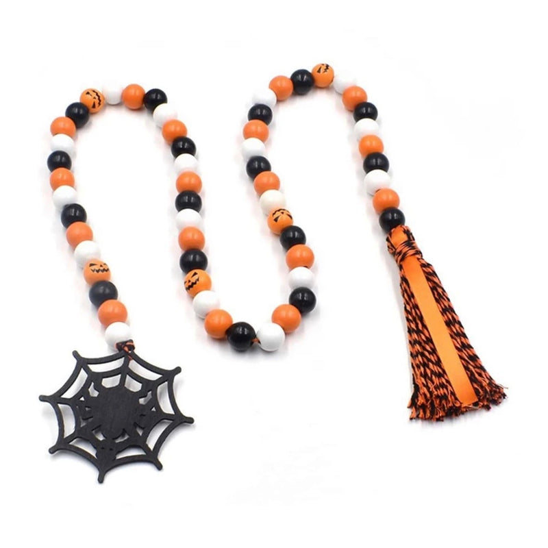 Halloween Spider Web Wood Bead Garland, 40" - Monogram Market