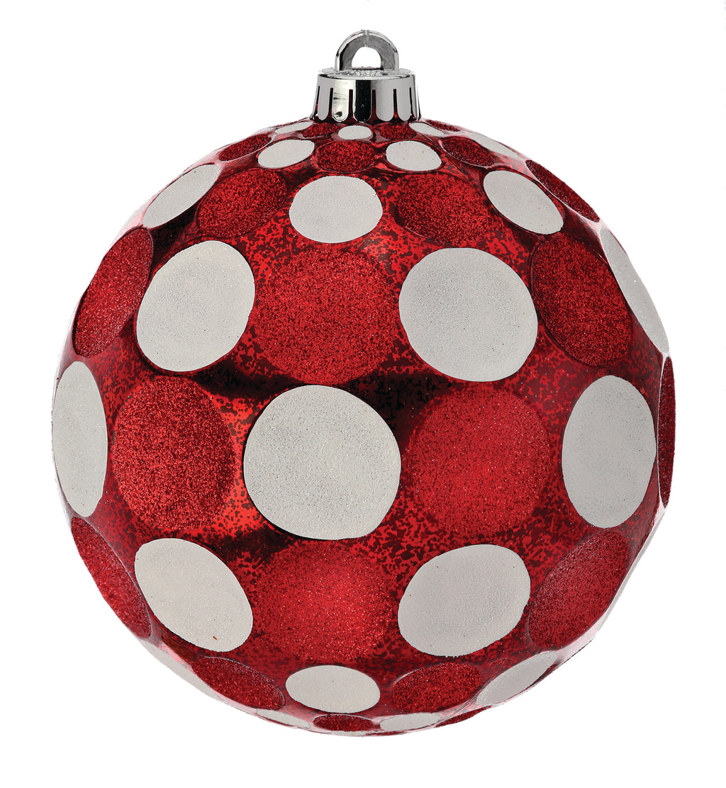 Glitter Dot Mercury Ornament Ball  - Red, 6" - Monogram Market