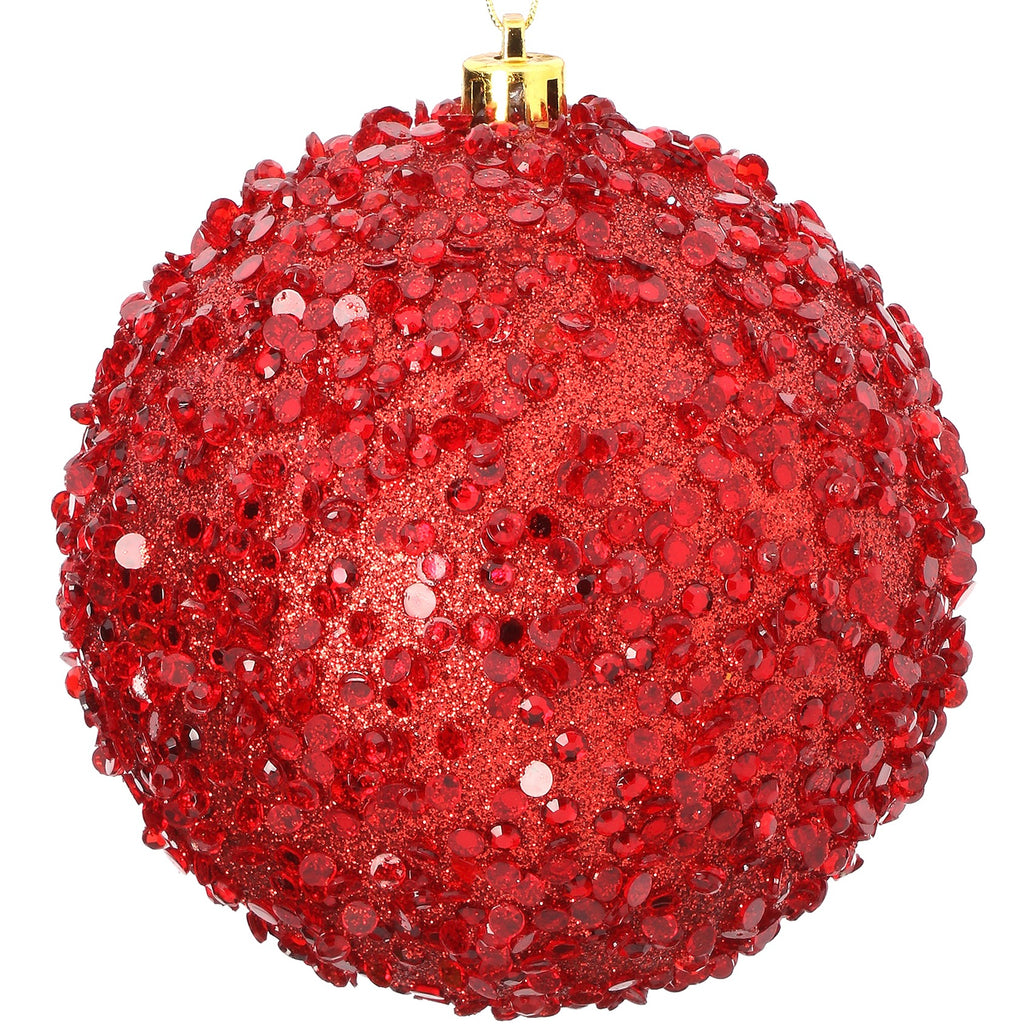 Red Acrylic Diamond Bead Ornament, 4” - Monogram Market