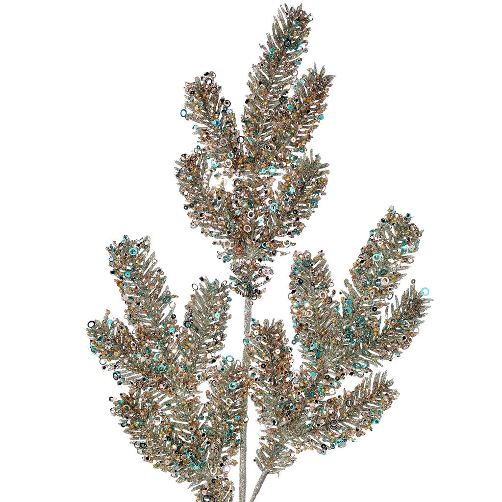 Sequin Glitter Spruce Spray - Champagne Blue, 30” - Monogram Market