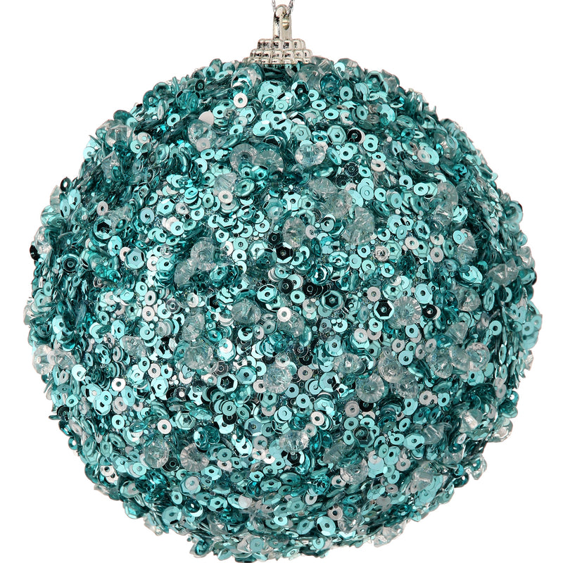 Aqua/Blue Ice Sequin Ornament, 4” - Monogram Market
