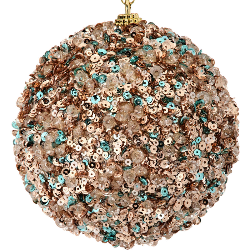 Champagne Blue Sequin Ball Ornament, 4” - Monogram Market