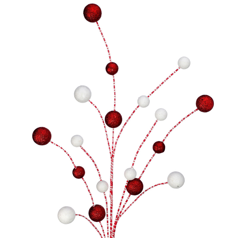 Peppermint Glitter Ball Spray - Red & White, 31” - Monogram Market