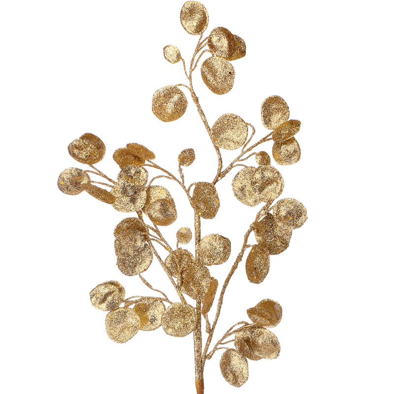 Glitter Lunaria Leaf Spray - Gold, 30” - Monogram Market