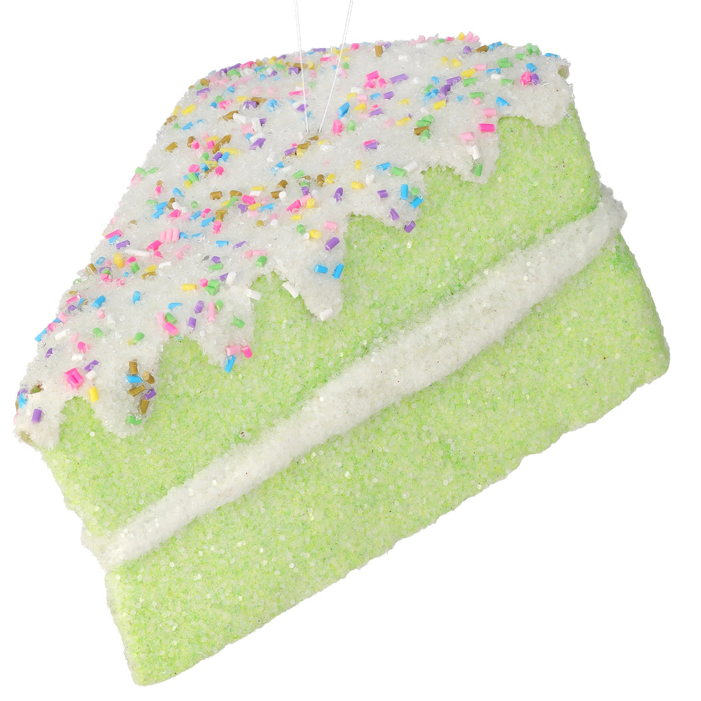 Frosted Sprinkles Cake Slice Ornament - Green, 6" - Monogram Market