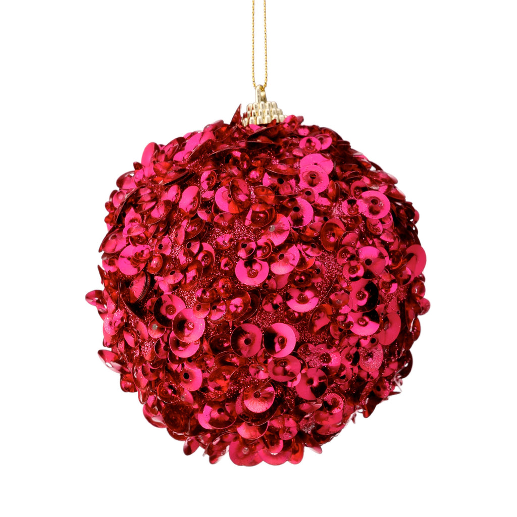 Glamour Sequin Ball Ornament - Hot Pink, 4" - Monogram Market