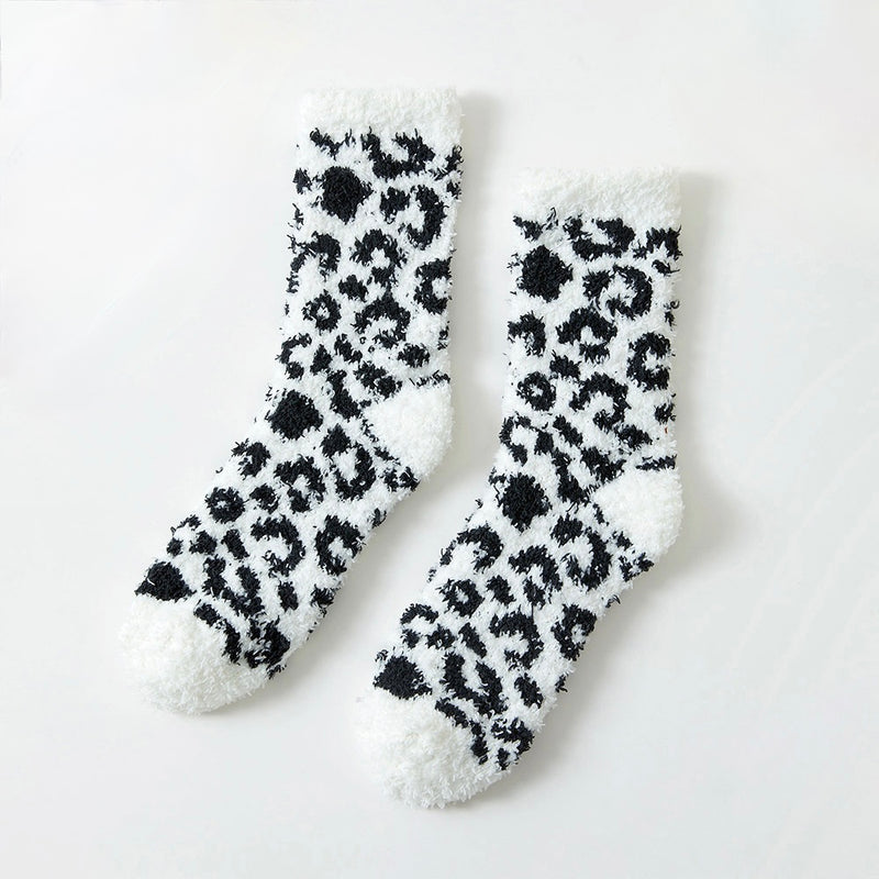 Leopard Print Fuzzy Socks - Monogram Market