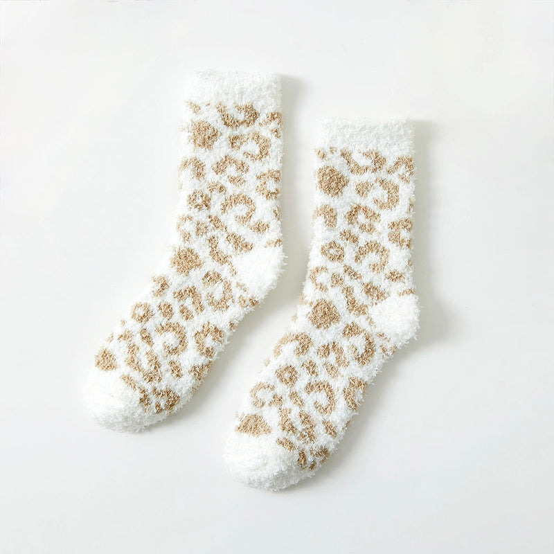 Leopard Print Fuzzy Socks - Monogram Market