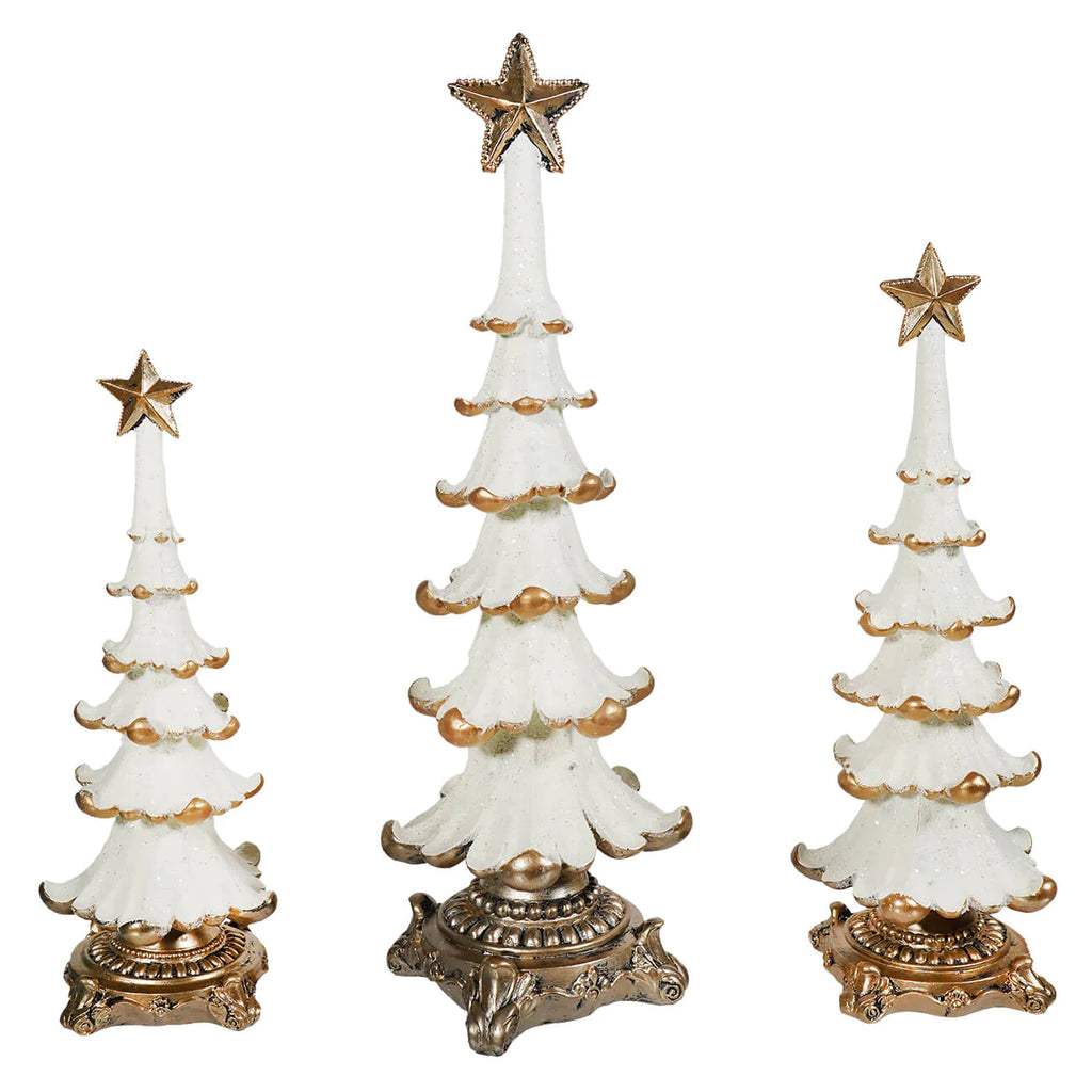 Ornate Gold & White Christmas Trees - Monogram Market