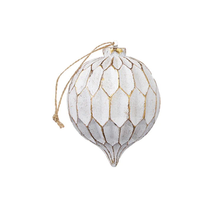 RAZ - White & Gold Textured Finial Ornaments, 4.5" - Monogram Market