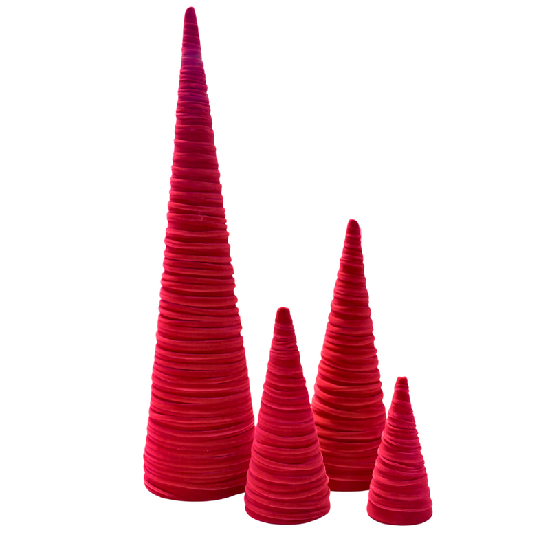 Handmade Velvet Cone Trees, HOT PINK - Monogram Market