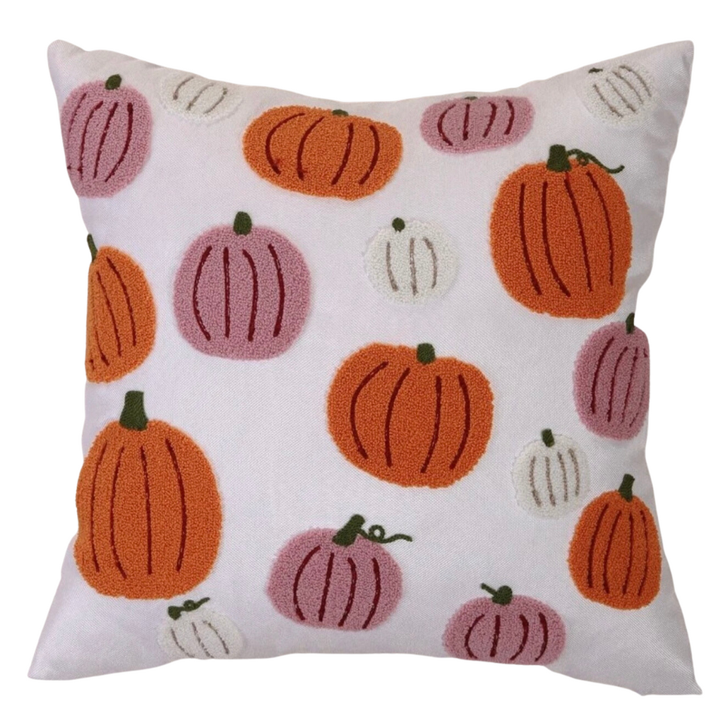 Chenille Pumpkins Embroidered Pillow Cover - Monogram Market