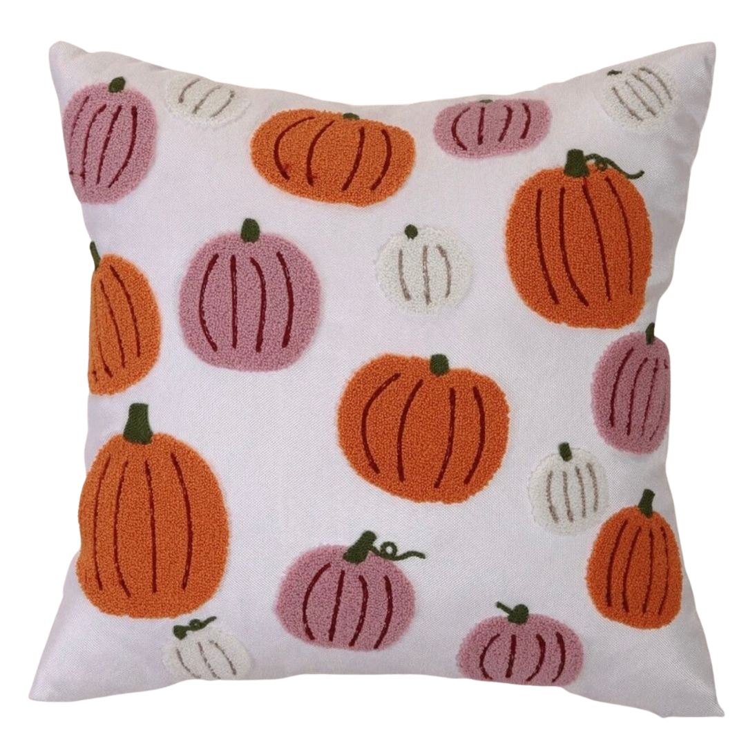 Chenille Pumpkins Embroidered Pillow Cover