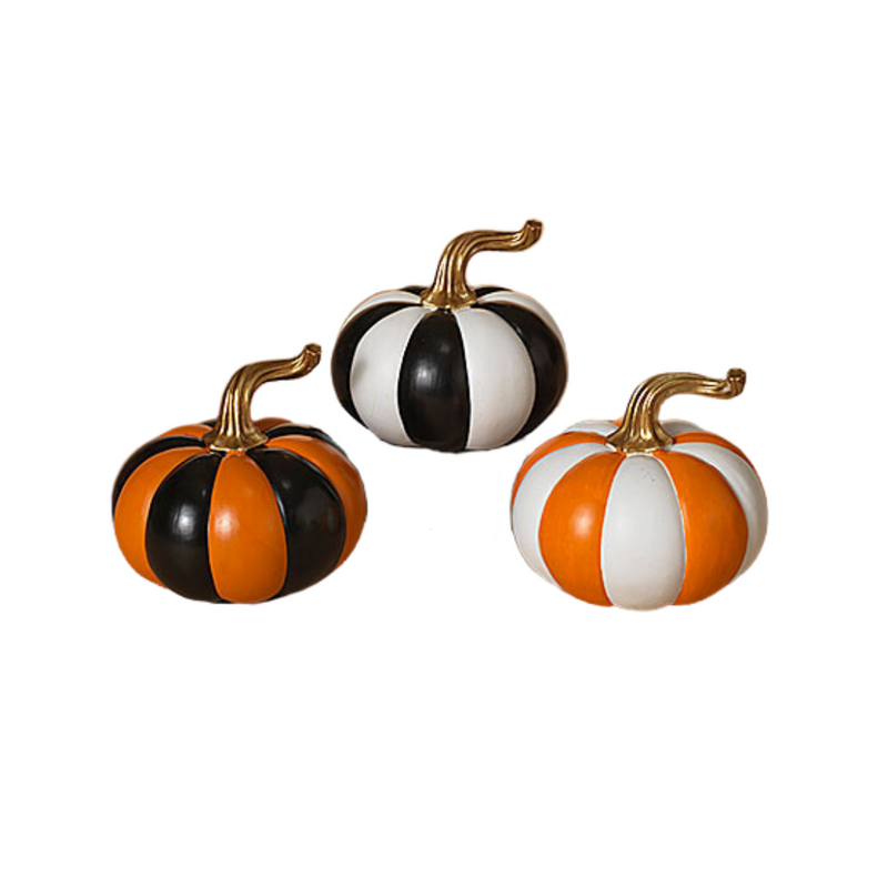Resin Stripe Halloween Pumpkins, 6" - Monogram Market