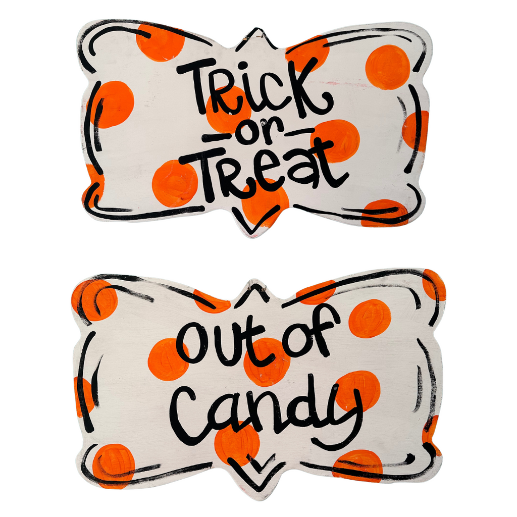 Reversible Trick or Treat & Out of Candy Door Hanger - Monogram Market
