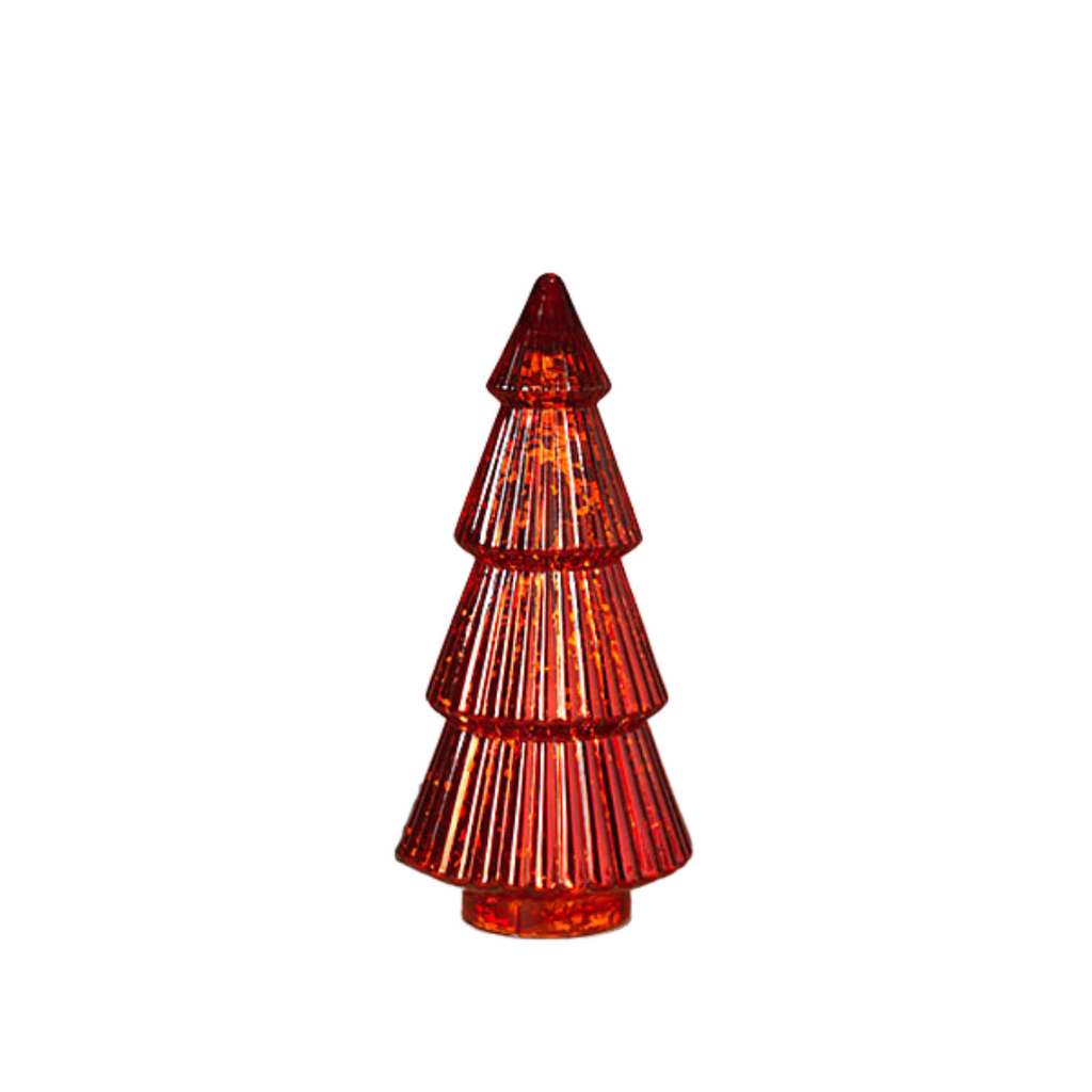 Red Lighted Mercury Glass Tree, 15"H - Monogram Market